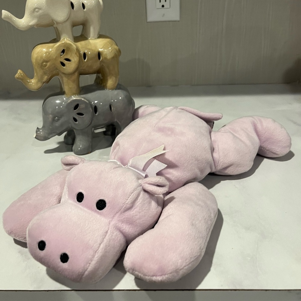 Beanie baby jillycat Plush Pink Hippo beanie